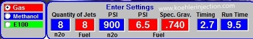 Nitrous Oxide systems tuning software settings panel.